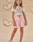 Shorts em Sarja com Elastano 87207 Infanti Infantil Menina