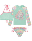 Trio de Biquíni e Blusa em Malha UV Dry com Proteção UV 50+ 93170 Infanti Infantil Menina