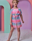 Trio de Biquíni em Malha UV Dry com Proteção UV 50+ com Saída de Praia em Tela Fashion 93177 Infanti Infantil Menina