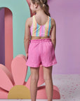 Trio de Biquíni em Malha UV Dry com Proteção UV 50+ com Shorts em Malha Textura 96216 Infanti Infantil Menina