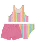 Trio de Biquíni em Malha UV Dry com Proteção UV 50+ com Shorts em Malha Textura 96216 Infanti Infantil Menina