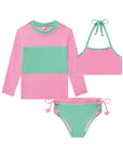 Trio de Blusa e Biquíni em Malha Poliamida com Proteção UV 50+ 87799 Infanti Infantil Menina