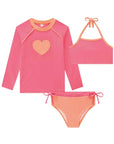 Trio de Blusa e Biquíni em Malha Poliamida com Proteção UV 50+ 88930 Infanti Infantil Menina