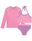 Trio de Blusa e Biquíni em Malha Poliamida com Proteção UV 50+ 96619 Infanti Infantil Menina