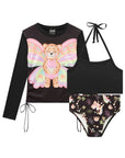 Trio de Blusa e Biquíni em Malha Uv Dry com Proteção Uv 50+ 84494 Infanti Infantil Menina