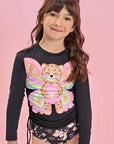 Trio de Blusa e Biquíni em Malha Uv Dry com Proteção Uv 50+ 84494 Infanti Infantil Menina