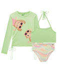 Trio de Blusa e Biquíni em Malha Uv Dry com Proteção Uv 50+ 84494 Infanti Infantil Menina