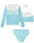 Trio de Blusa e Biquíni em Malha UV Dry com Proteção UV 50+ 87441 Infanti Infantil Menina