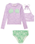 Trio de Blusa e Biquíni em Malha UV Dry com Proteção UV 50+ 88939 Infanti Infantil Menina