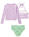 Trio de Blusa e Biquíni em Malha UV Dry com Proteção UV 50+ 88939 Infanti Infantil Menina