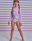 Trio de Blusa e Biquíni em Malha UV Dry com Proteção UV 50+ 96616 Infanti Infantil Menina