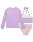 Trio de Blusa e Biquíni em Malha UV Dry com Proteção UV 50+ 96616 Infanti Infantil Menina