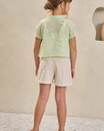 Trio de Camisa em Laise Borboleta Cropped e Shorts em Linho Deluxe 84610 Infanti Infantil Menina
