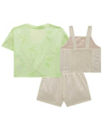 Trio de Camisa em Laise Borboleta Cropped e Shorts em Linho Deluxe 84610 Infanti Infantil Menina