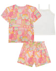 Trio de Regata em Canelado Liz com Sobreposição e Shorts em Malha Fresh 96947 Infanti Infantil Menina