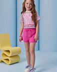 Trio de Top em Ribana Canelada Blusa em Tela Fashion e Shorts em Cupro 93253 Infanti Infantil Menina