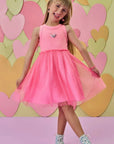 Vestido em Canelado e Tule com Elastano 86633 Infanti Infantil Menina