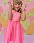 Vestido em Canelado e Tule com Elastano 86633 Infanti Infantil Menina
