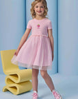 Vestido em Canelado Liz e Tule com Elastano 96661 Infanti Infantil Menina