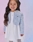 Vestido em Canelado Liz e Tule com Elastano com Bolero em Malha Tweed 90966 Infanti Infantil Menina