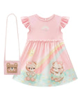 Vestido em Cotton e Malha Power(acompanha Bolsa em Retilínea) 87094 Infanti Bebê Menina