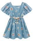 Vestido em Denim Bordado 82157 Infanti