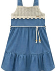 Vestido em Jeans e Tricot Algodão 97012 Infanti Infantil Menina