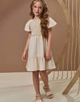 Vestido em Linho com Elastano e Tricot Algodão 97194 Infanti Infantil Menina