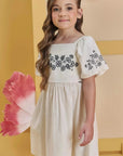Vestido em Linho Deluxe 82983 Infanti Infantil Menina