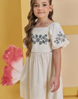 Vestido em Linho Deluxe 82983 Infanti Infantil Menina