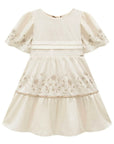 Vestido em Linho Deluxe 93520 Infanti Infantil Menina