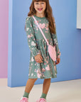 Vestido em Malha Fresh. Acompanha Bolsa em Pelo Carneirinho 91816 Infanti Infantil Menina