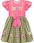 Vestido Junino Fashion em Malha Power e Tecido Xadrez 100% Algodão 97816 Kukiê Infantil Menina