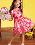 Vestido Junino Maça Do Amor em Malha Power e Nylon Kukiê 97821 Kukiê Infantil Menina