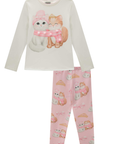 Conjunto de Blusa Alongada em Cotton e Calça Legging em Molecotton 89739 Infanti Infantil Menina