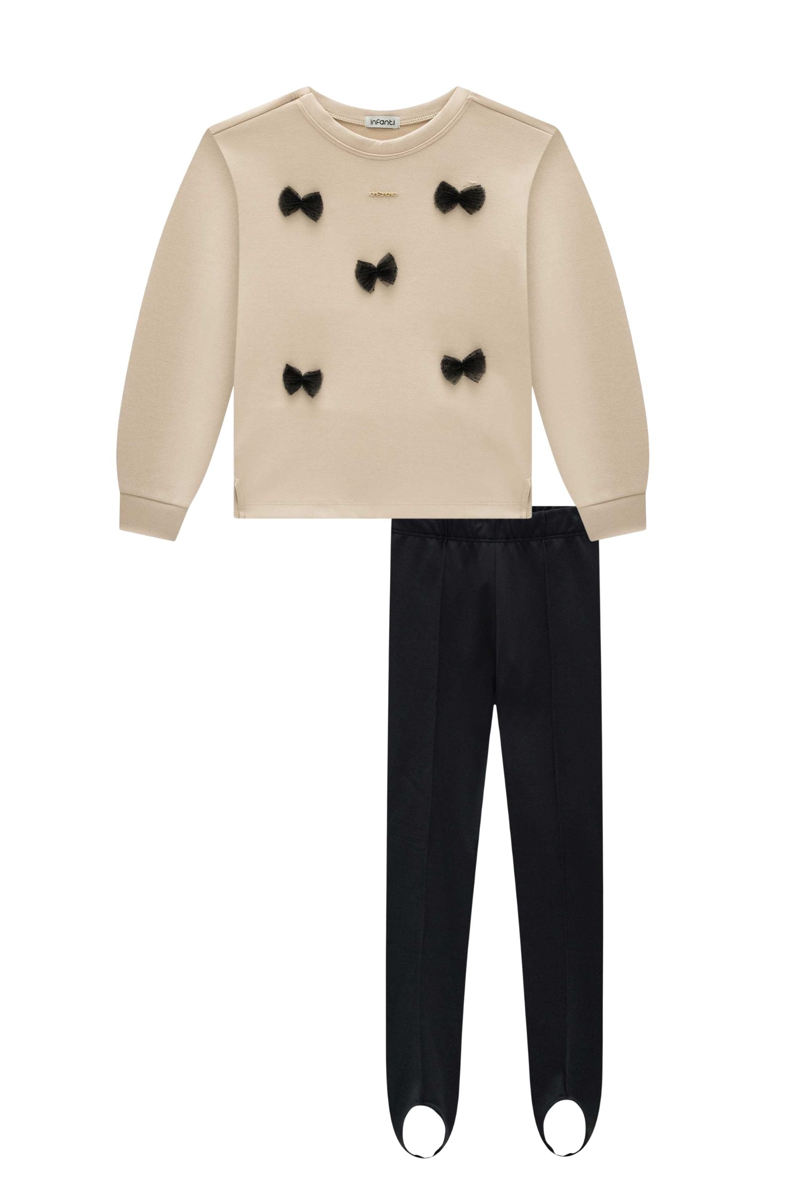 Conjunto de Blusão em Malha Tecnonew e Calça Legging Fusô em Termoskin Peluciado 91939 Infanti Infantil Menina