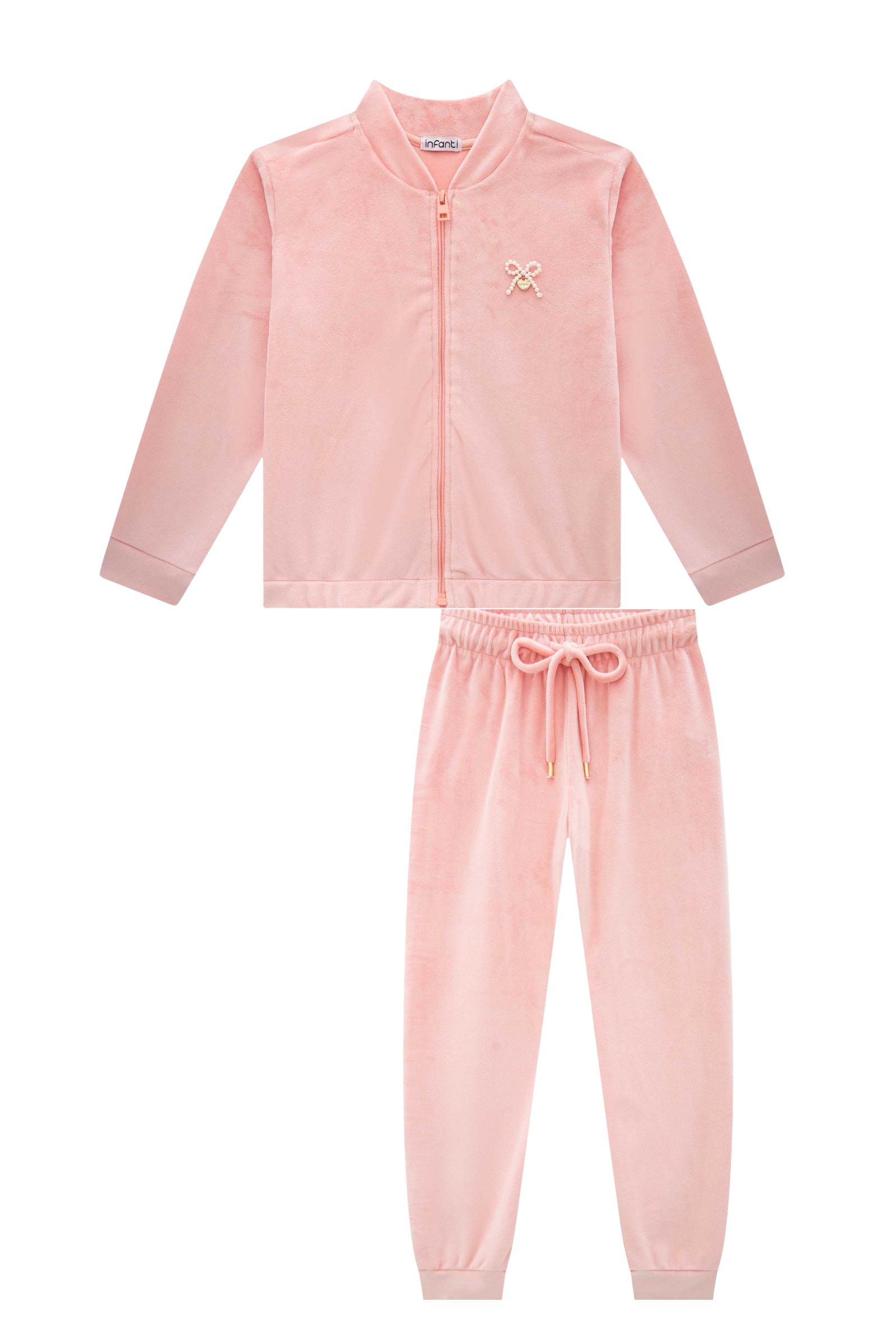Conjunto de Jaqueta e Calça Jogger em Veludo com Elastano 92577 Infanti Infantil Menina