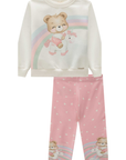 Conjunto de Blusão em Moletom com Pelúcia e Calça Legging em Termoskin Peluciado 89941 Infanti Bebê Menina