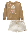 Conjunto de Blusão e Shorts em Moletom com Pelúcia 90577 Infanti Infantil Menina
