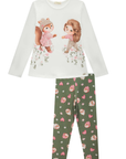 Conjunto de Blusa Alongada em Cotton com Calça Legging em Molecotton 89436 Infanti Infantil Menina