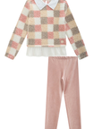 Conjunto de Blusão em Pelo Carneirinho e Calça Legging em Malha Cotelê 90794 Infanti Infantil Menina