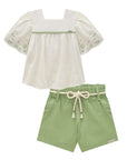 Conjunto de Bata em Linho Deluxe e Shorts em Sarja com Elastano 93559 Infanti Infantil Menina