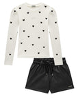 Conjunto de Blusa em Canelado Liz e Shorts em Couro Sintético 93608 Infanti Infantil Menina