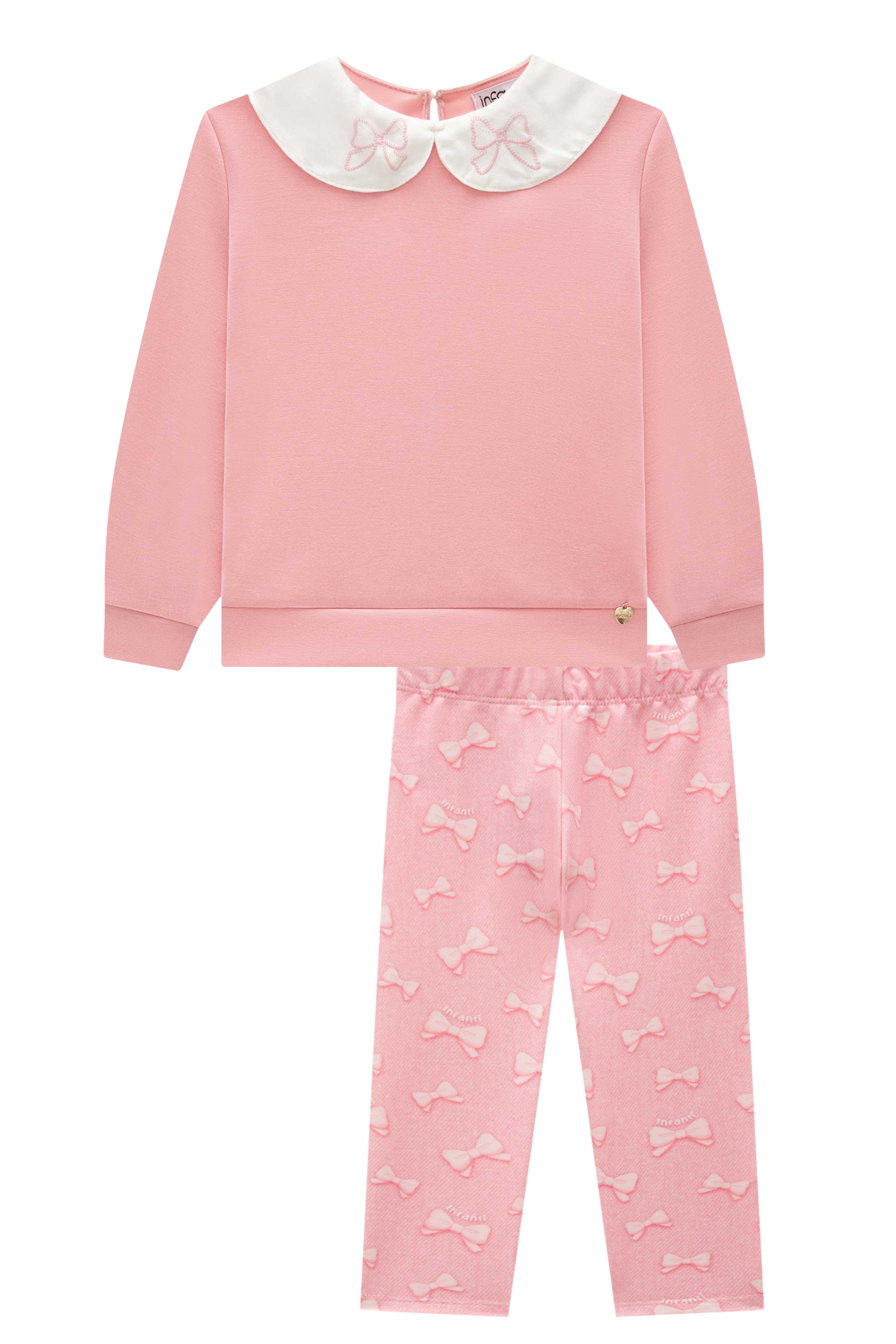 Conjunto de Blusão em Malha Tecnonew e Calça Legging em Molecotton 92479 Infanti Bebê Menina