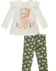Conjunto de Bata em Malha Comfy Linho com Calça Legging em Molecotton 89650 Infanti Bebê Menina
