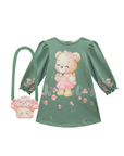 Vestido em Malha Comfy. Acompanha Bolsa em Fleece 89203 Infanti Bebê Menina