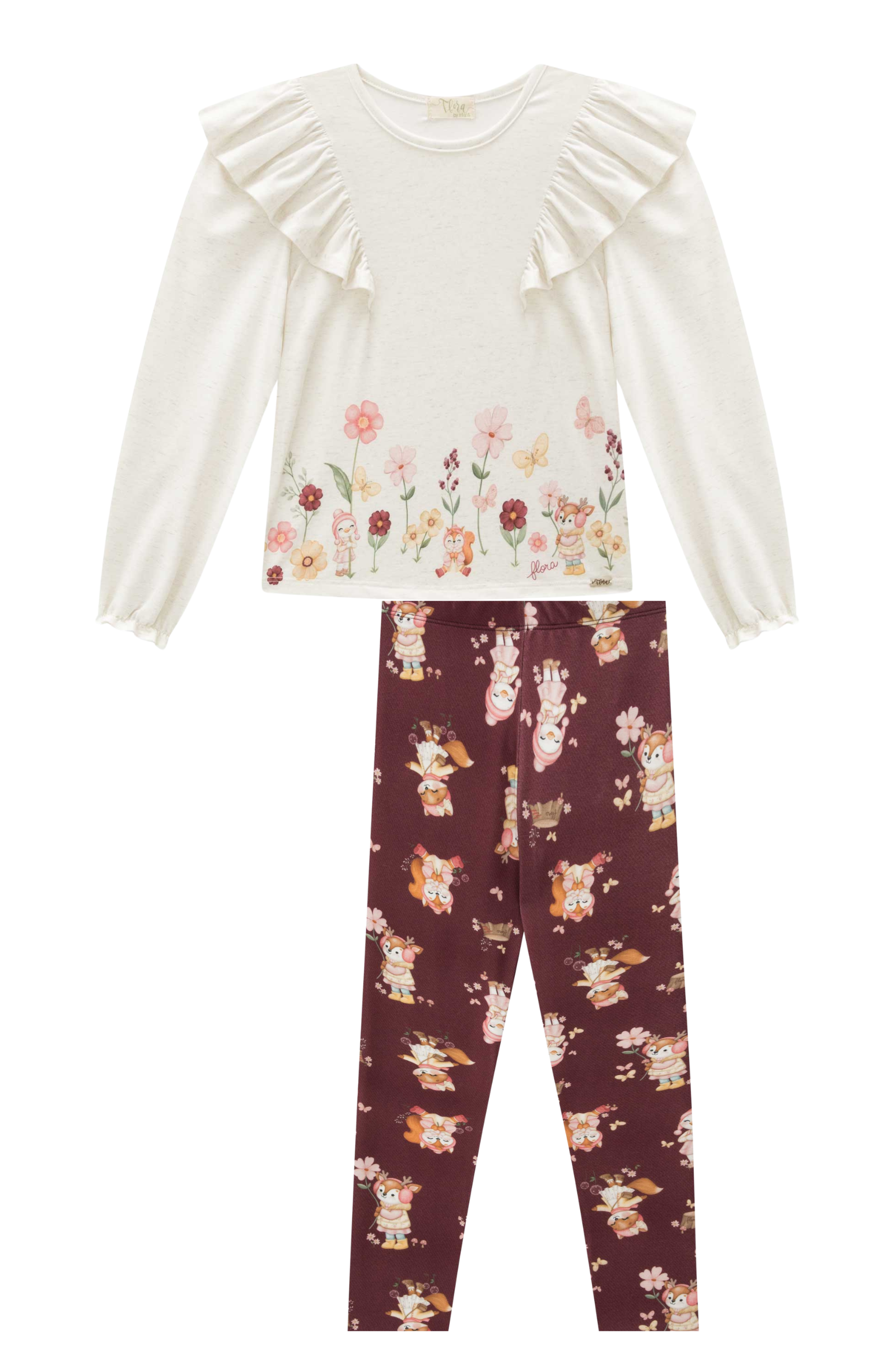 Conjunto de Bata em Malha Comfy Linho com Calça Legging em Malha Power 89432 Infanti Infantil Menina