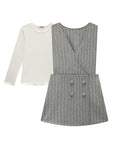 Conjunto de Blusa em Canelado Liz e Salopete em Malhão Listrado 90335 Infanti Infantil Menina