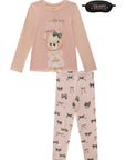 Conjunto de Pijama de Blusa em Meia Malha e Calça Legging em Malha Comfy. Acompanha Máscara 89630 Infanti Infantil Menina