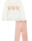 Conjunto de Blusão em Pelo Carneirinho Dublado e Calça Legging em Veludo com Elastano 90561 Infanti Bebê Menina